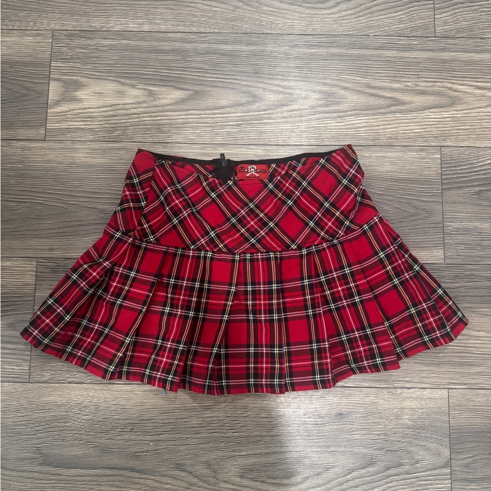 Royal Bones Tartan Red Mini Skirt + free mystery gift